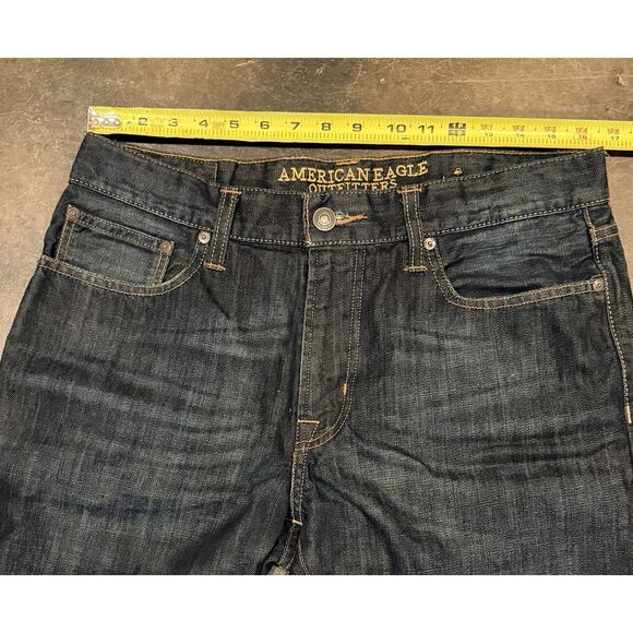 American Eagle Jeans Mens 33x30 Blue Original Straight Straight Leg Med/DarkWash - Picture 6 of 7